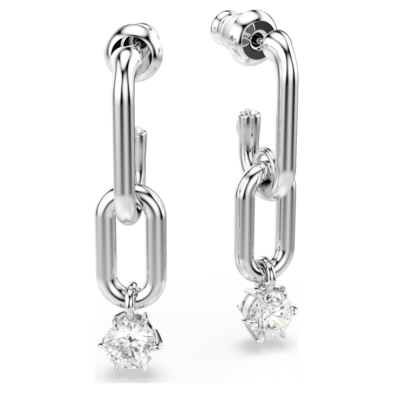 Swarovski Constella oorbellen Ronde slijpvorm Zilverkleurig/Wit 5728584