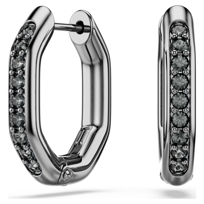 Swarovski Dextera oorbellen Achthoekige ringoorbellen Zilverkleurig/Zwart 5724586