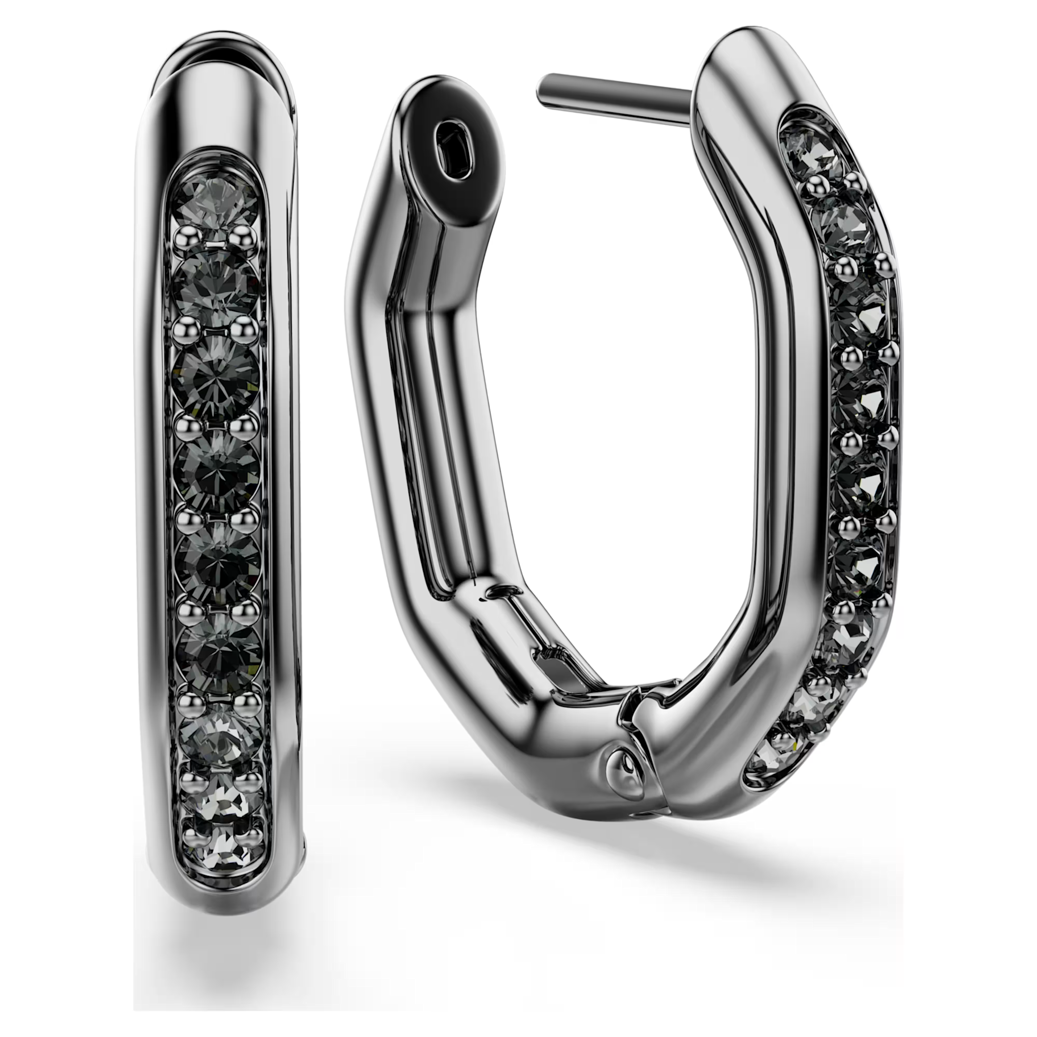 Swarovski Dextera oorbellen Achthoekige ringoorbellen Zilverkleurig/Zwart 5724586