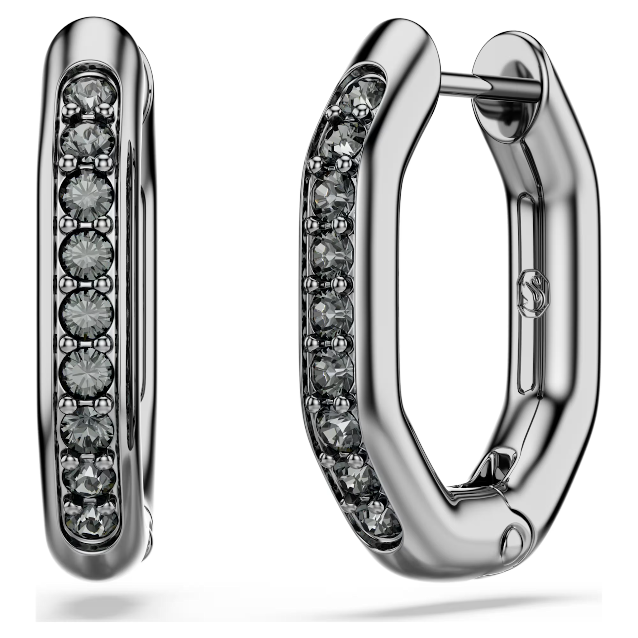 Swarovski Dextera oorbellen Achthoekige ringoorbellen Zilverkleurig/Zwart 5724586