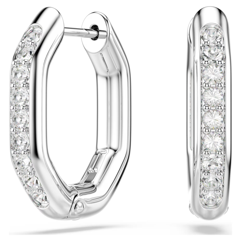 Swarovski Dextera oorbellen Achthoekige ringoorbellen Zilverkleurig/Wit 5724585