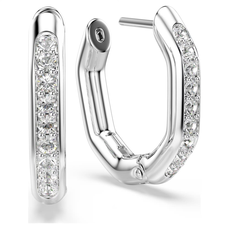 Swarovski Dextera oorbellen Achthoekige ringoorbellen Zilverkleurig/Wit 5724585