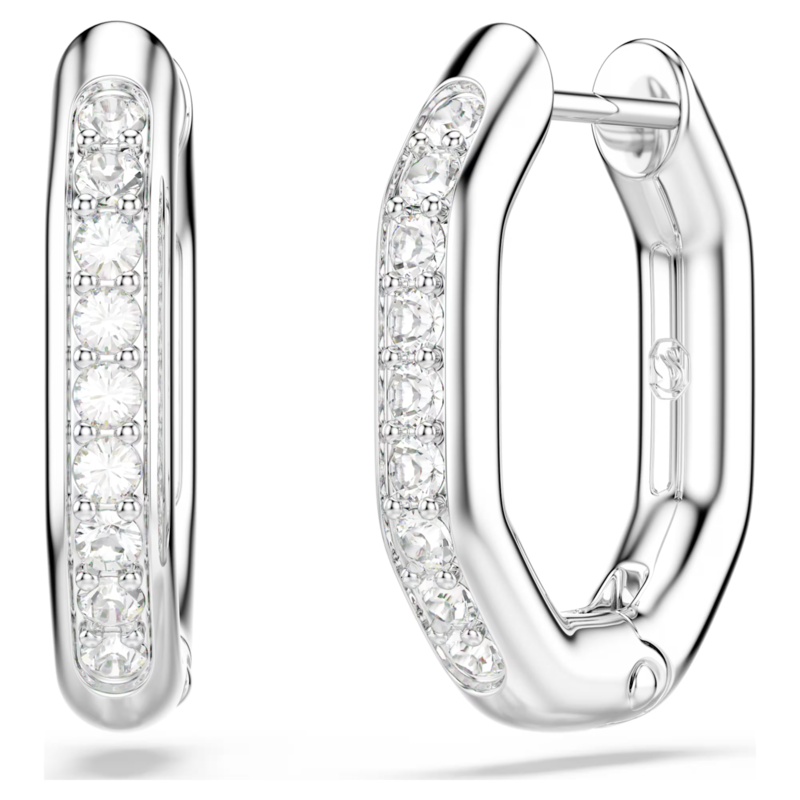 Swarovski Dextera oorbellen Achthoekige ringoorbellen Zilverkleurig/Wit 5724585