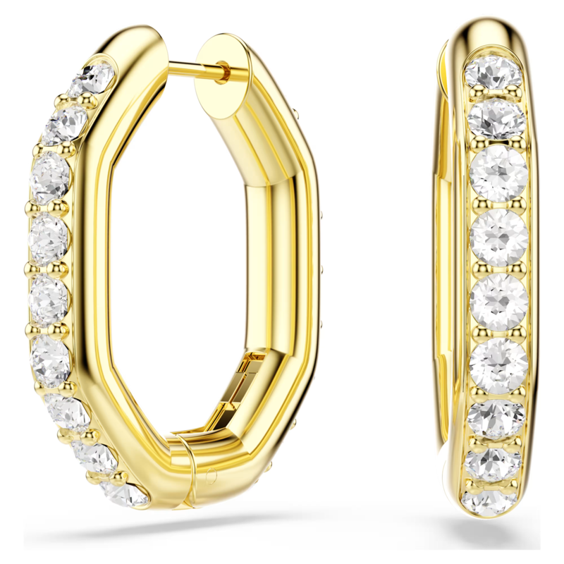 Swarovski Dextera oorbellen Achthoekige ringoorbellen Goudkleurig/Wit 5724584