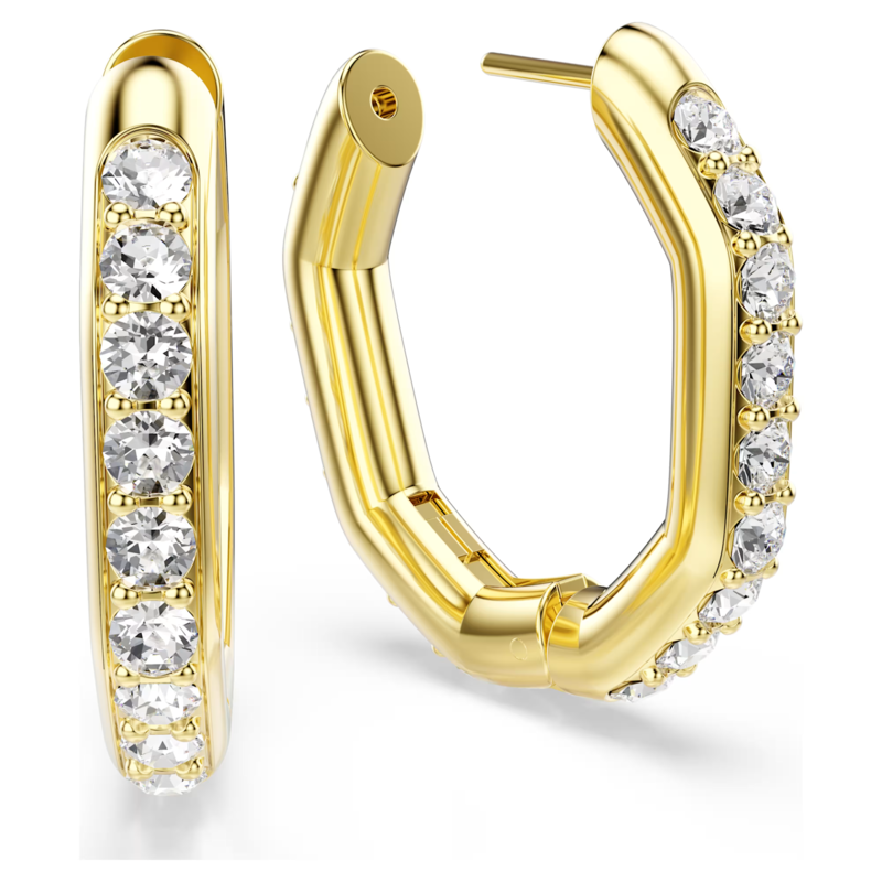 Swarovski Dextera oorbellen Achthoekige ringoorbellen Goudkleurig/Wit 5724584