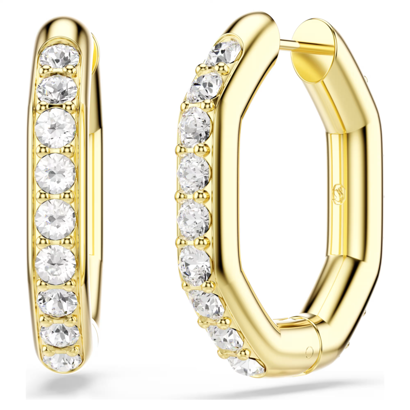 Swarovski Dextera oorbellen Achthoekige ringoorbellen Goudkleurig/Wit 5724584