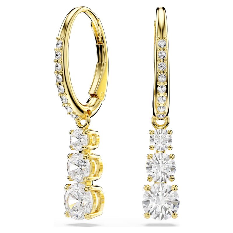 Swarovski Stilla oorbellen Attract ronde slijpvorm Goudkleurig/Wit 5723300