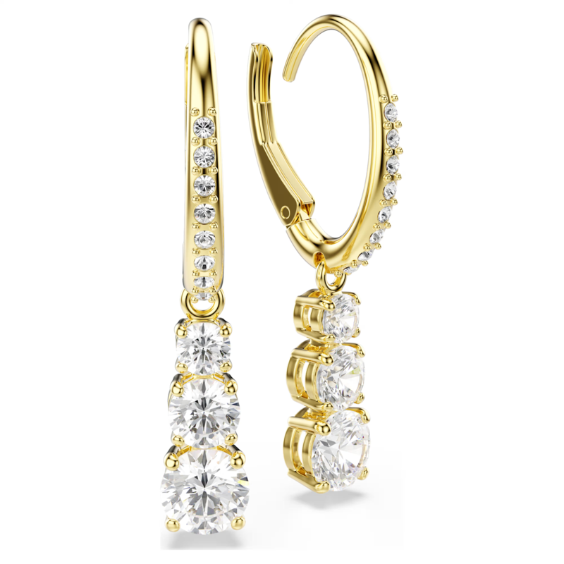 Swarovski Stilla oorbellen Attract ronde slijpvorm Goudkleurig/Wit 5723300