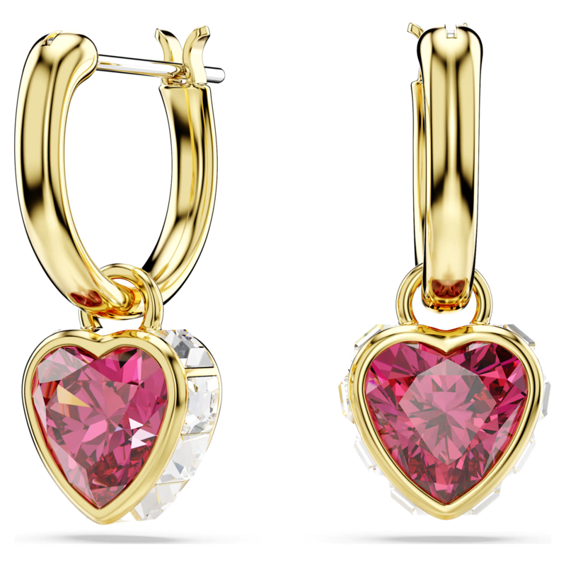 Swarovski Chroma oorbellen Hartvorm Goudkleurig/Rood 5684760