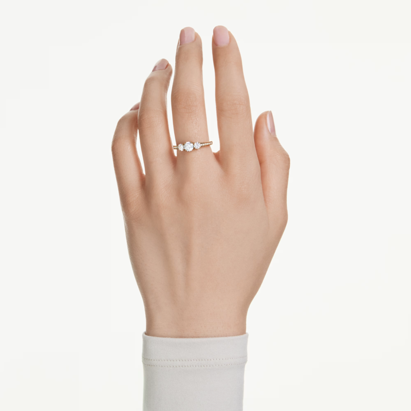 Swarovski Stilla ring Attract ronde slijpvorm Goudkleurig/Wit