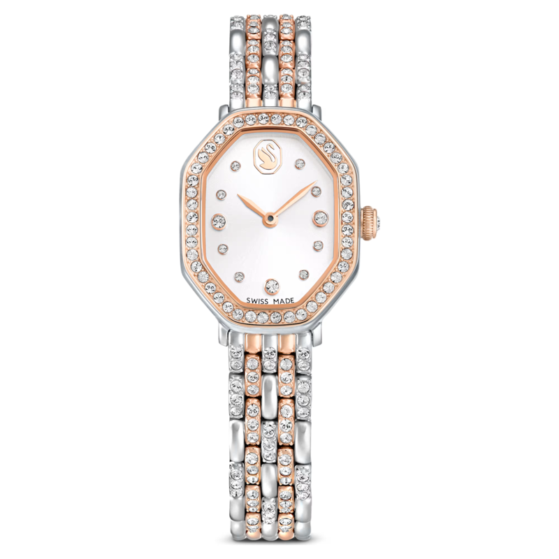 Swarovski Dextera dameshorloge Octagon Slijpvorm Zilverkleurig/Rosegoudkleurig 5715521