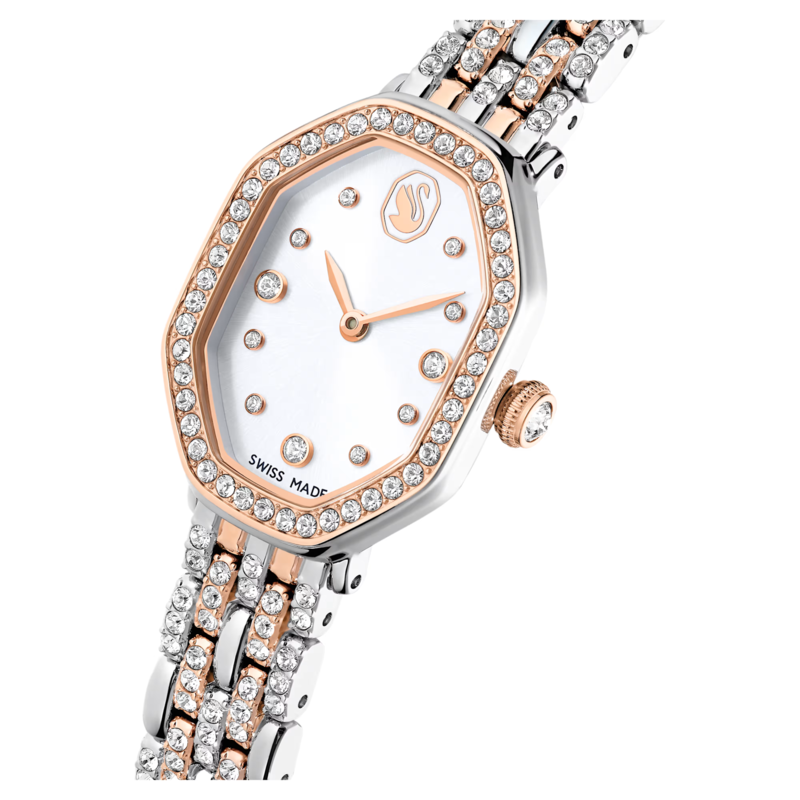 Swarovski Dextera dameshorloge Octagon Slijpvorm Zilverkleurig/Rosegoudkleurig 5715521