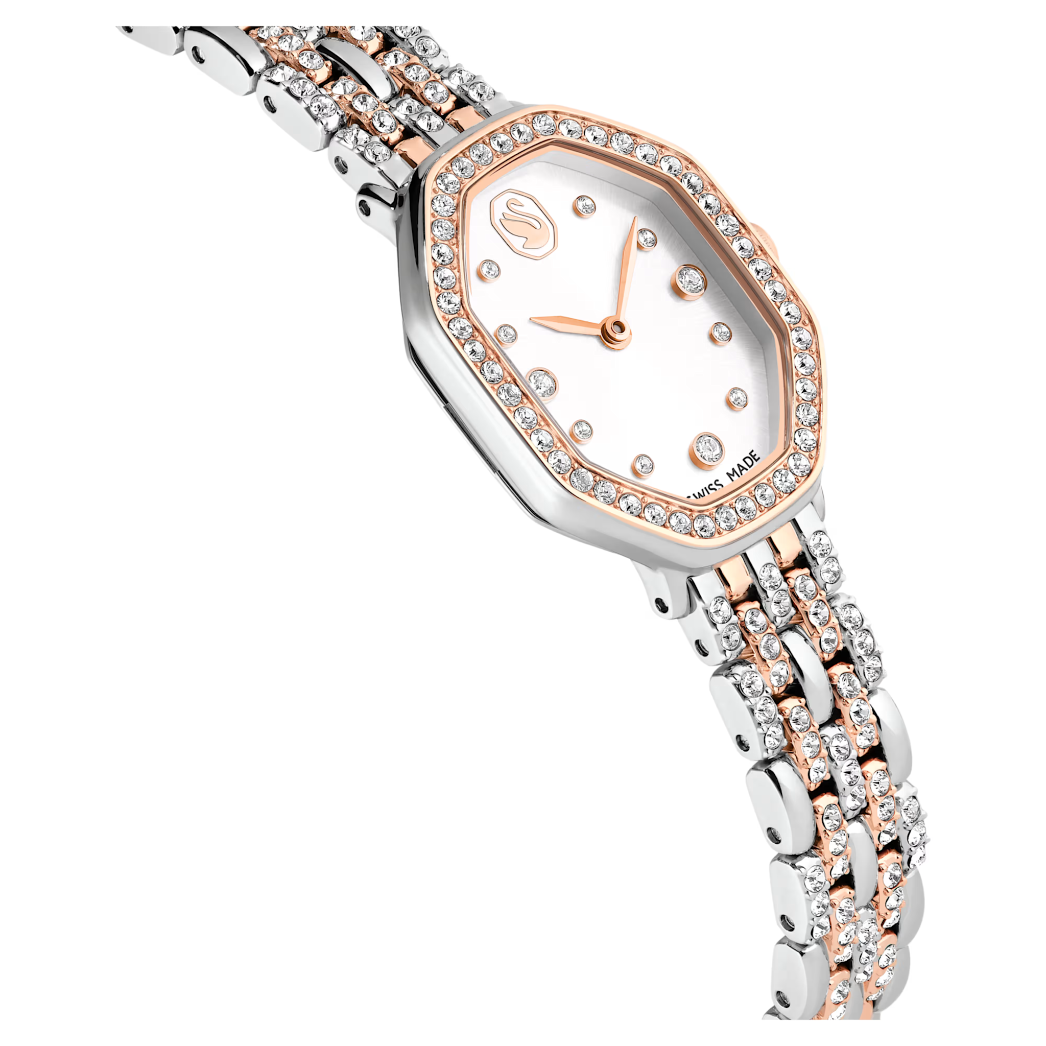 Swarovski Dextera dameshorloge Octagon Slijpvorm Zilverkleurig/Rosegoudkleurig 5715521