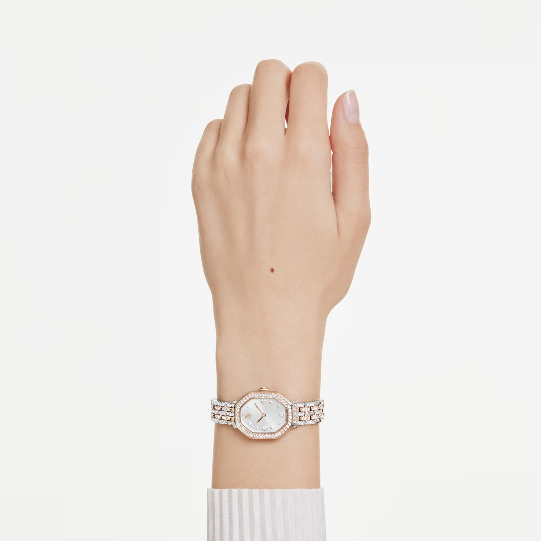 Swarovski Dextera dameshorloge Octagon Slijpvorm Zilverkleurig/Rosegoudkleurig 5715521