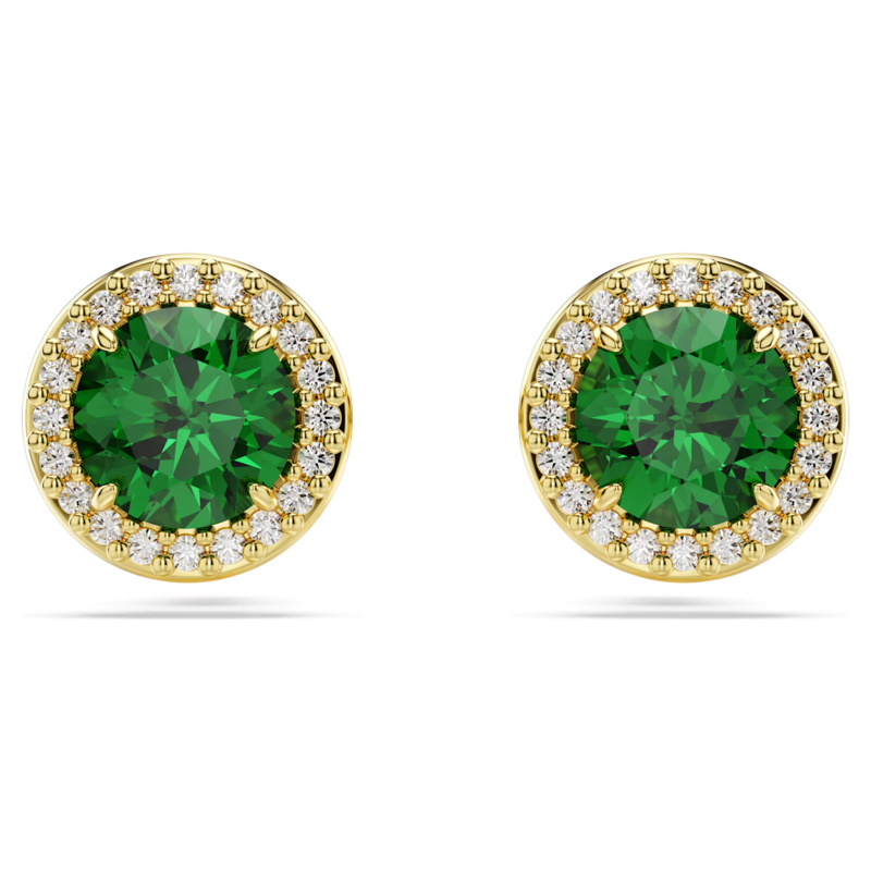 Swarovski Una oorbellen Angelic Ronde slijpvorm Goudkleurig/Groen 5680562