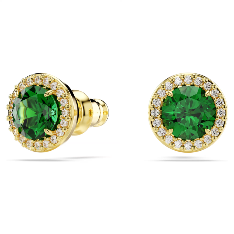Swarovski Una oorbellen Angelic Ronde slijpvorm Goudkleurig/Groen 5680562