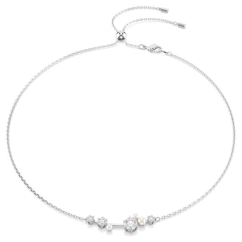 Swarovski Matrix ketting Ronde slijpvorm Crystal Pearl Zilverkleurig/Wit 5705626