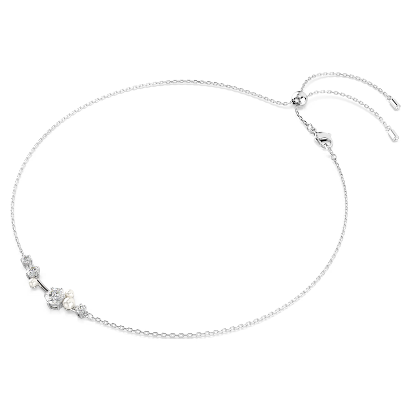 Swarovski Matrix ketting Ronde slijpvorm Crystal Pearl Zilverkleurig/Wit 5705626