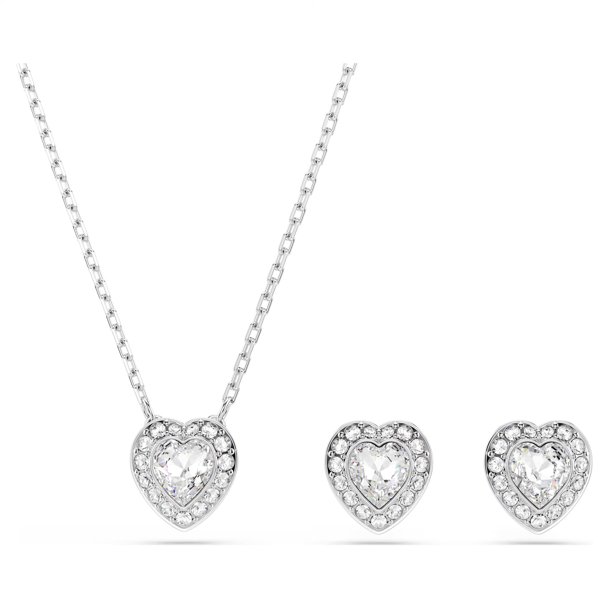 Swarovski Capsule set Angelic hartvorm ketting en oorbellen Zilverkleurig/Wit 5720849