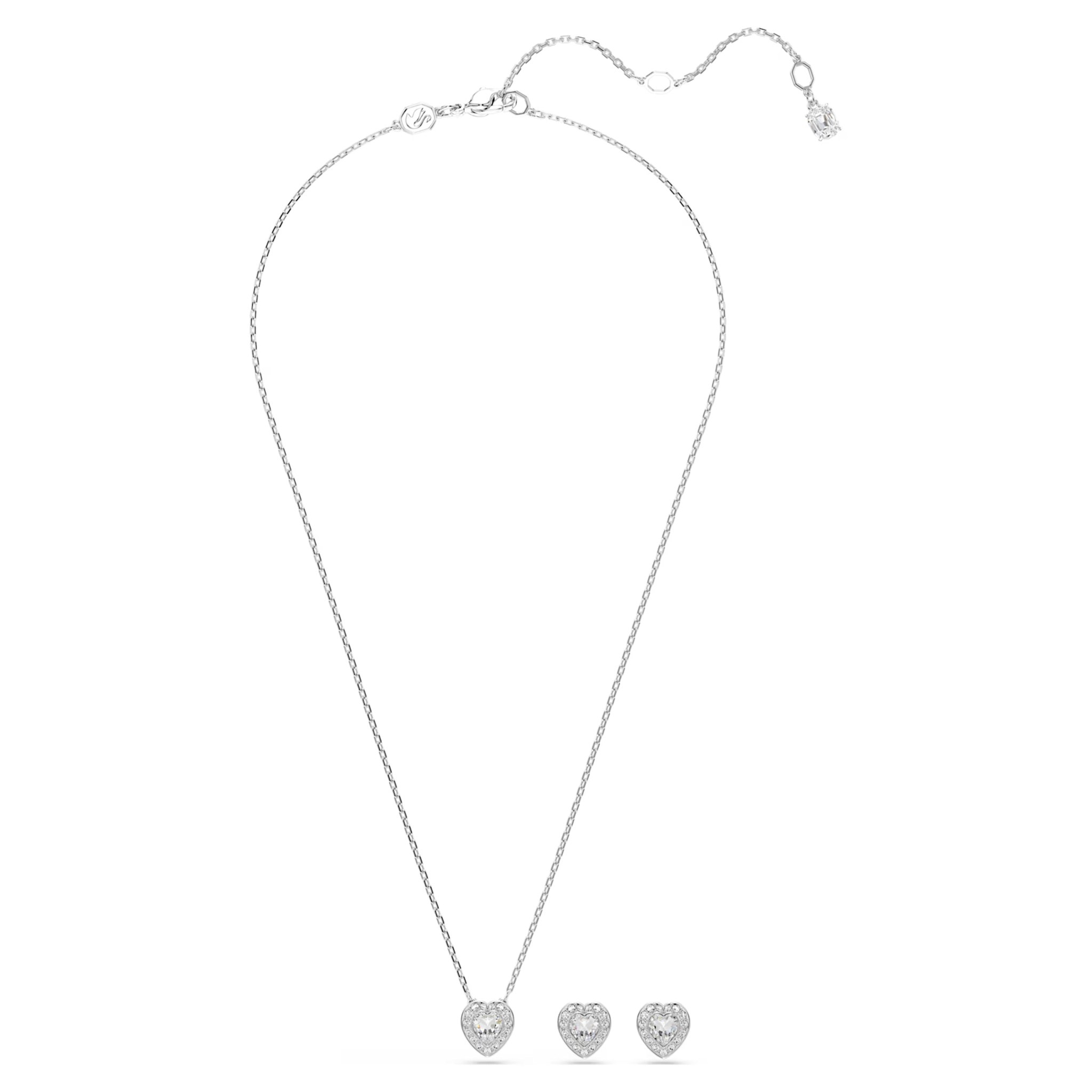 Swarovski Capsule set Angelic hartvorm ketting en oorbellen Zilverkleurig/Wit 5720849