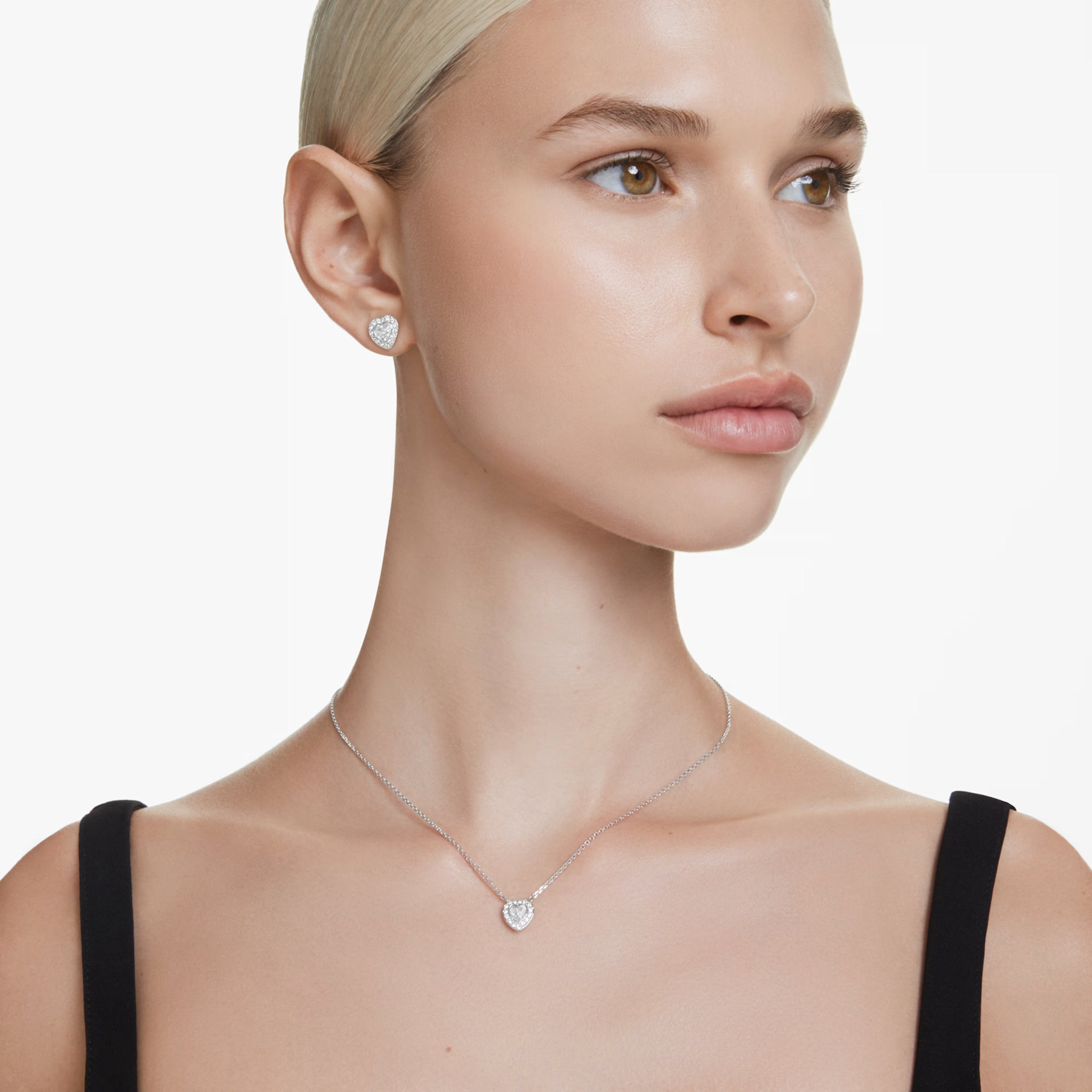 Swarovski Capsule set Angelic hartvorm ketting en oorbellen Zilverkleurig/Wit 5720849