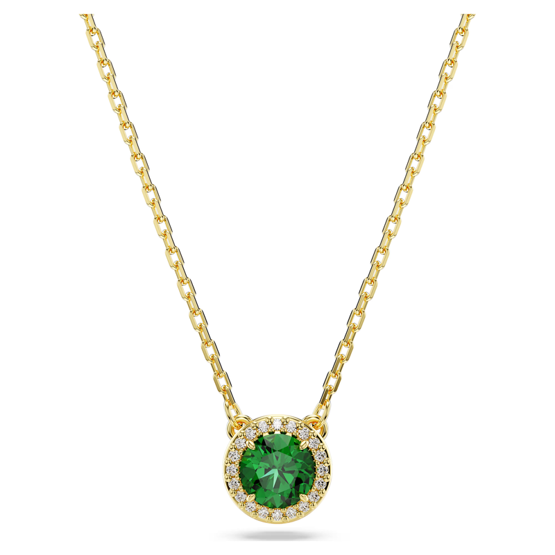 Swarovski Una ketting met hanger Angelic Ronde slijpvorm Goudkleurig/Groen 5680557