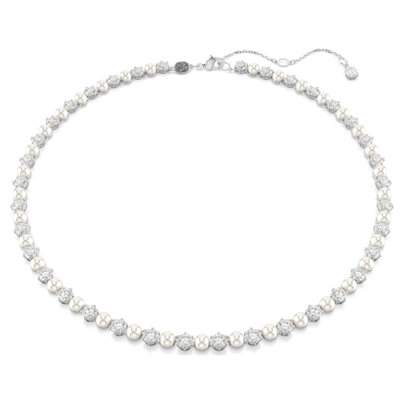 Swarovski Matrix ketting Ronde slijpvorm Crystal Pearl Zilverkleurig/Wit 5689623