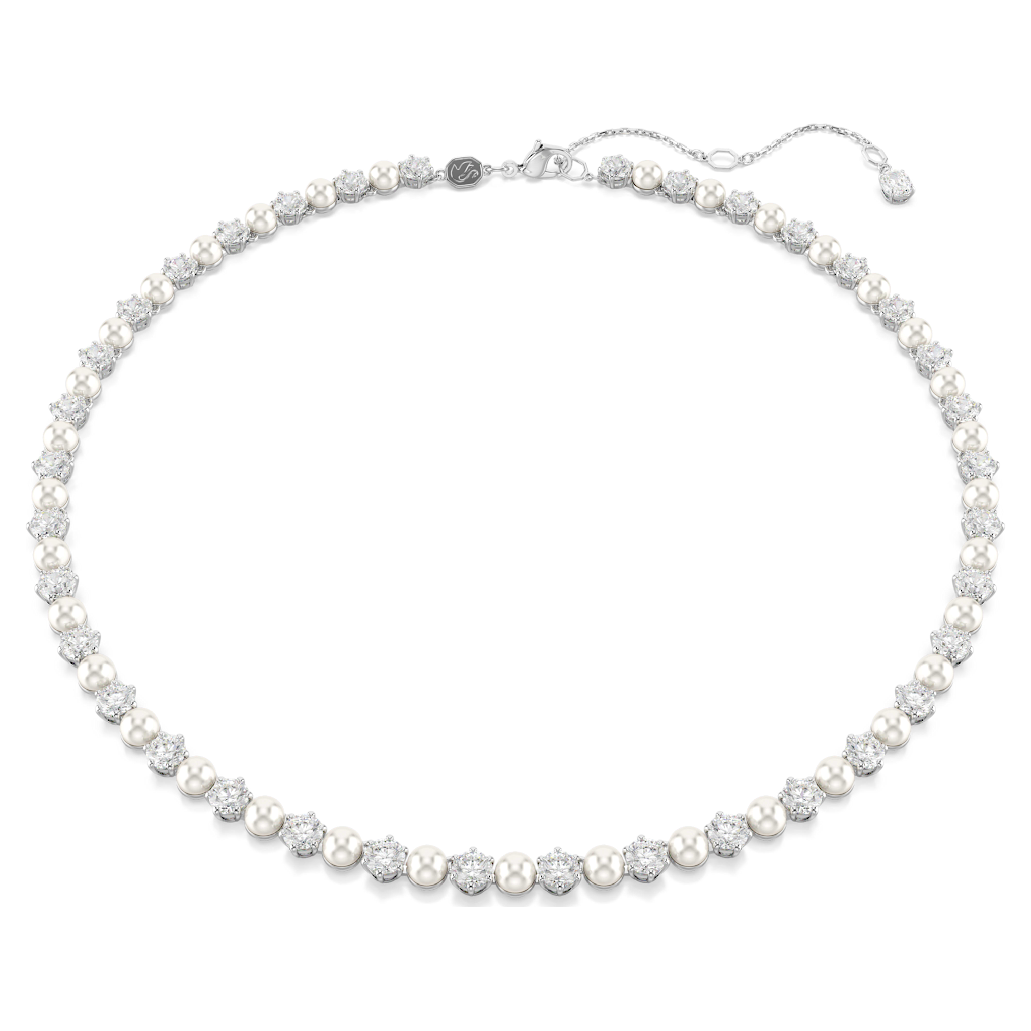 Swarovski Matrix ketting Ronde slijpvorm Crystal Pearl Zilverkleurig/Wit 5689623