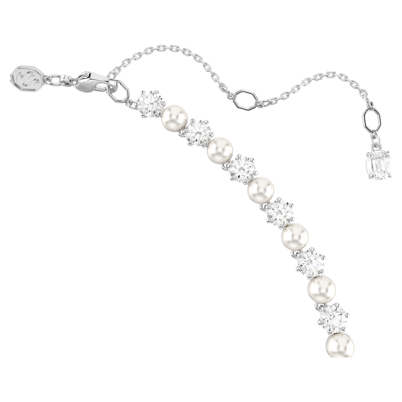 Swarovski Matrix ketting Ronde slijpvorm Crystal Pearl Zilverkleurig/Wit 5689623