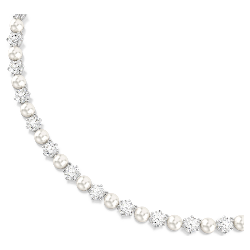 Swarovski Matrix ketting Ronde slijpvorm Crystal Pearl Zilverkleurig/Wit 5689623