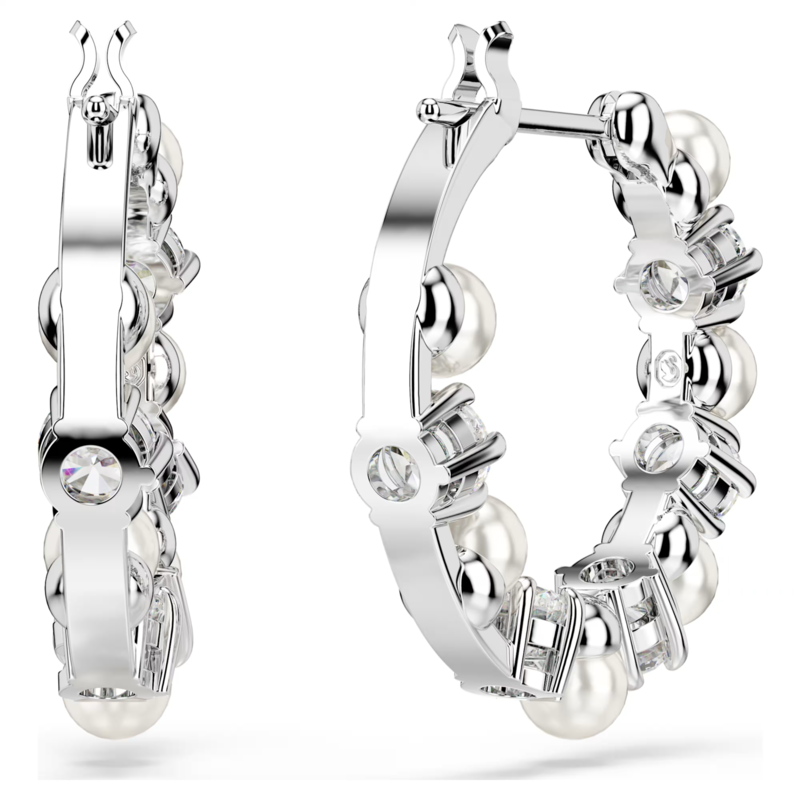 Swarovski Matrix oorbellen Ronde slijpvorm Crystal Pearl Zilverkleurig/Wit 5709256
