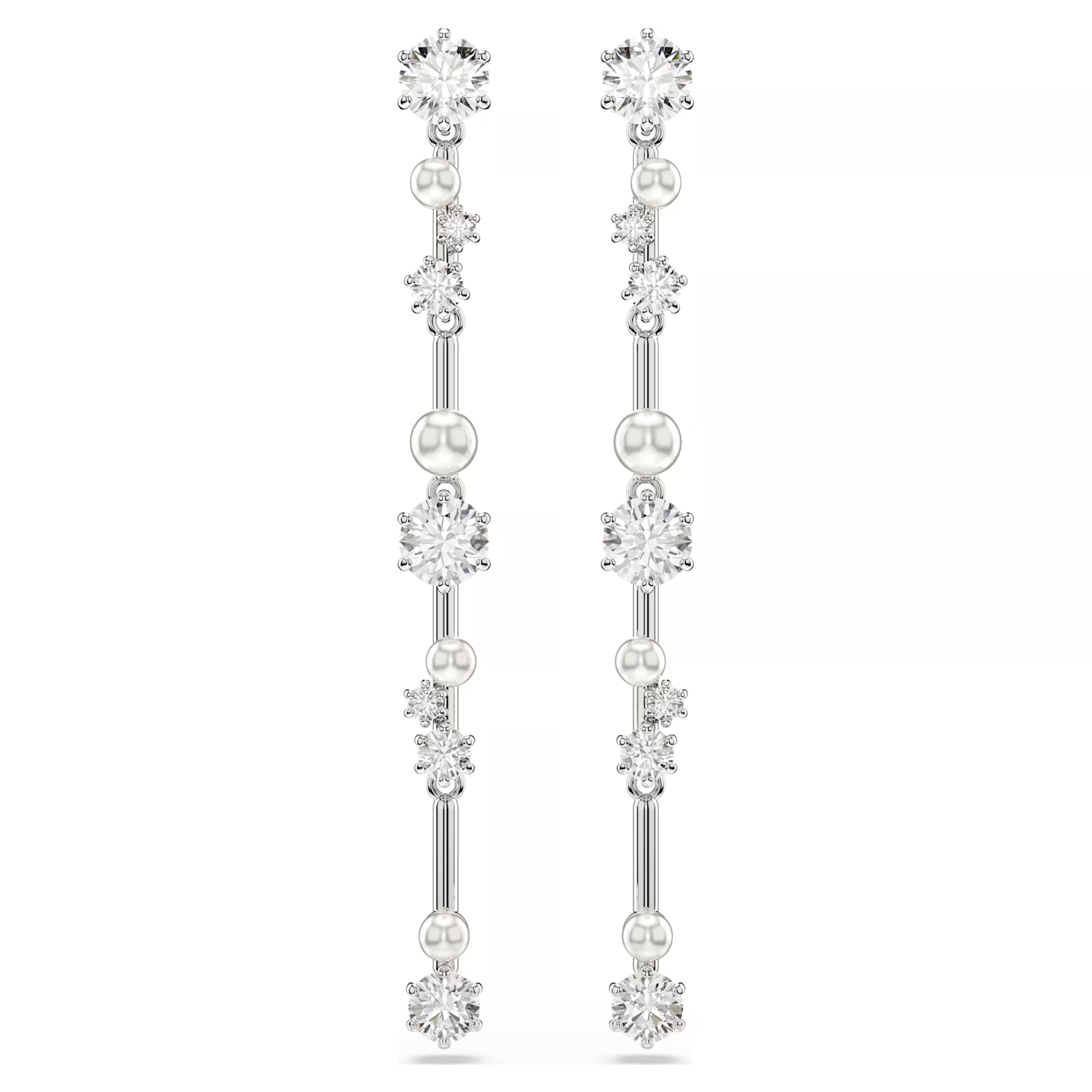 Swarovski Matrix oorbellen Ronde slijpvorm Crystal Pearl Zilverkleurig/Wit 5705614