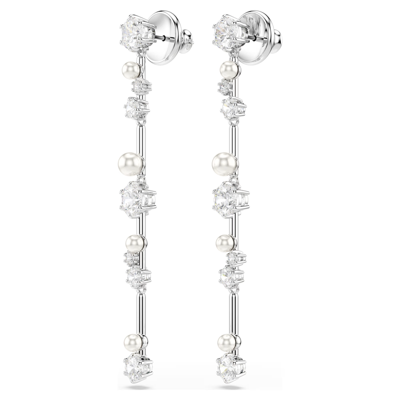 Swarovski Matrix oorbellen Ronde slijpvorm Crystal Pearl Zilverkleurig/Wit 5705614