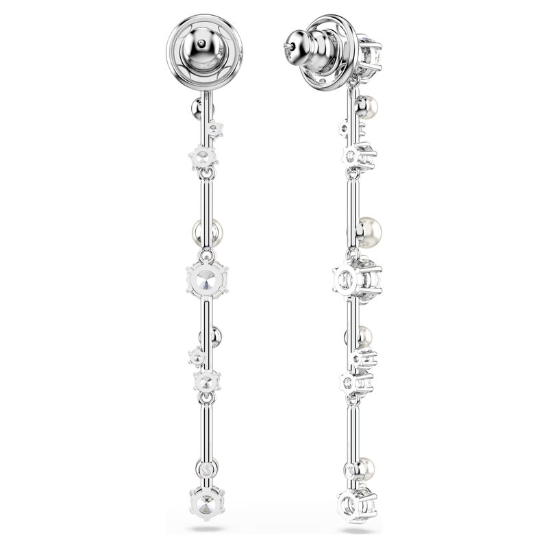 Swarovski Matrix oorbellen Ronde slijpvorm Crystal Pearl Zilverkleurig/Wit 5705614