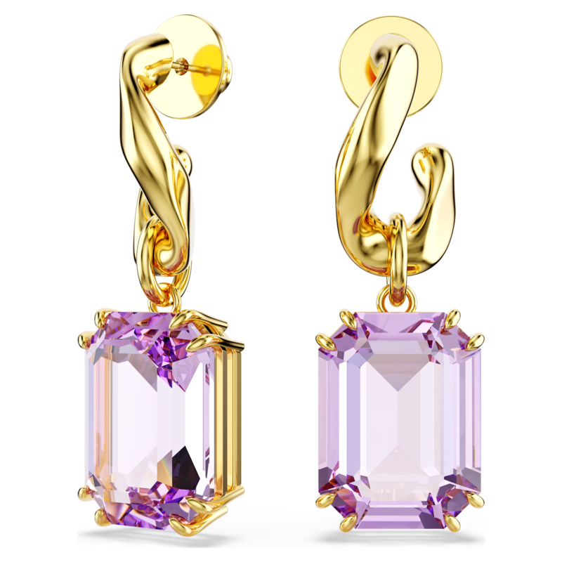 Swarovski Millenia oorbellen Octagon Slijpvorm Goudkleurig/Paars 5694784