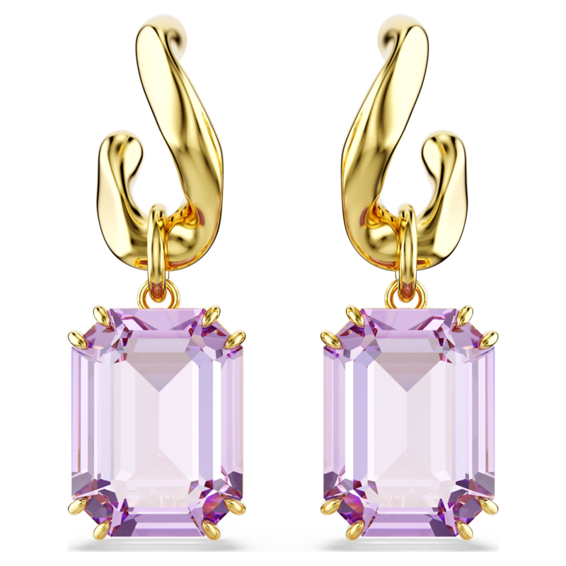 Swarovski Millenia oorbellen Octagon Slijpvorm Goudkleurig/Paars 5694784