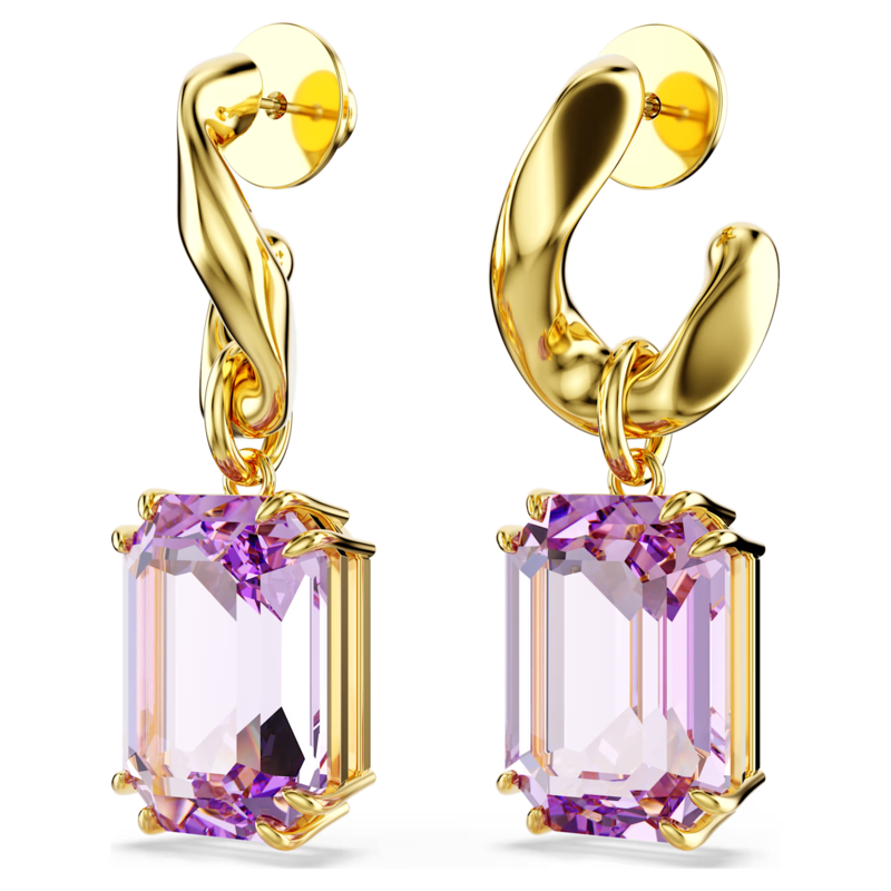 Swarovski Millenia oorbellen Octagon Slijpvorm Goudkleurig/Paars 5694784
