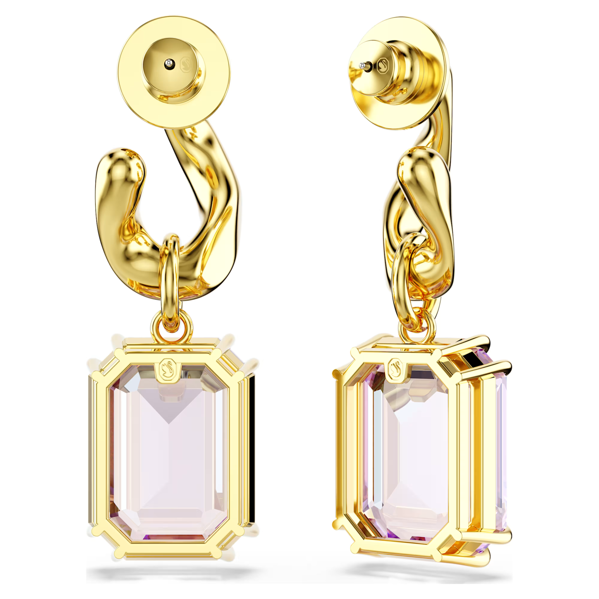 Swarovski Millenia oorbellen Octagon Slijpvorm Goudkleurig/Paars 5694784
