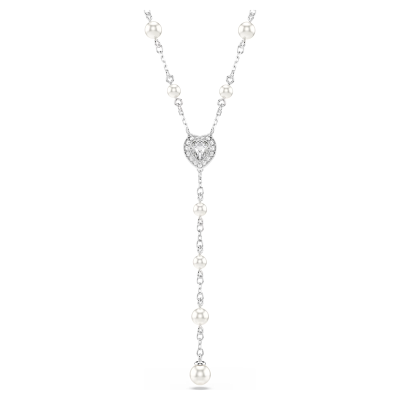 Swarovski Capsule ketting met hanger Y-Ketting Crystal pearls verschillende slijpvormen Zilverkleurig/Wit 5720855