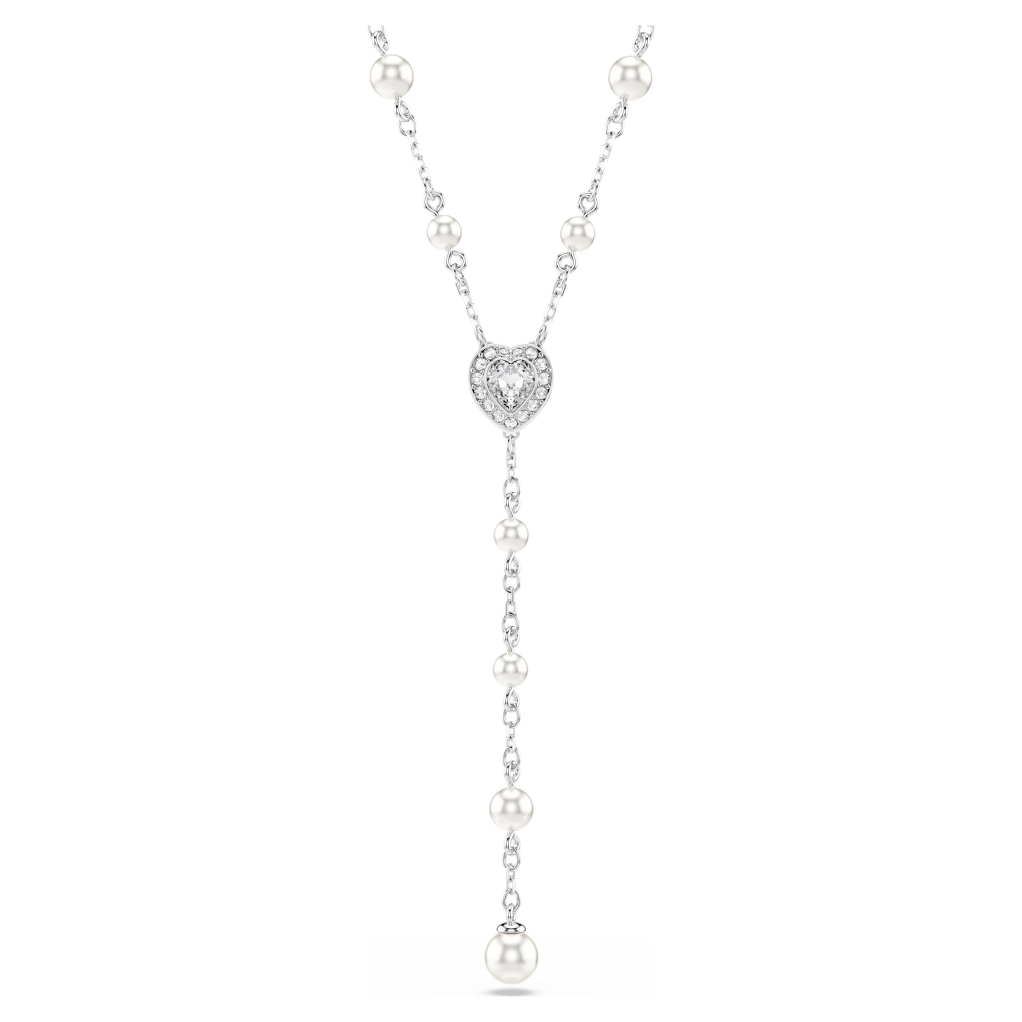 Swarovski Capsule ketting met hanger Y-Ketting Crystal pearls verschillende slijpvormen Zilverkleurig/Wit 5720855