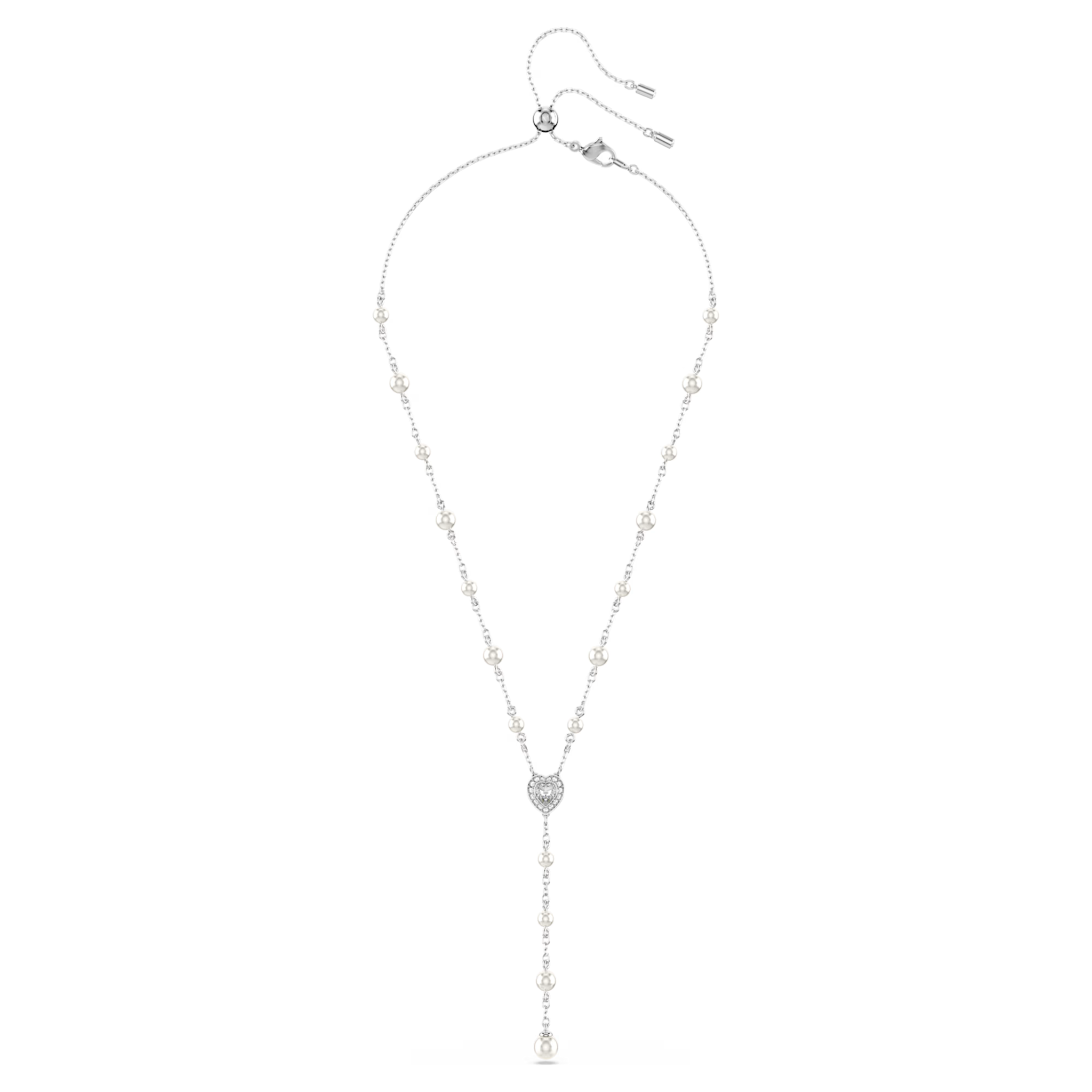 Swarovski Capsule ketting met hanger Y-Ketting Crystal pearls verschillende slijpvormen Zilverkleurig/Wit 5720855