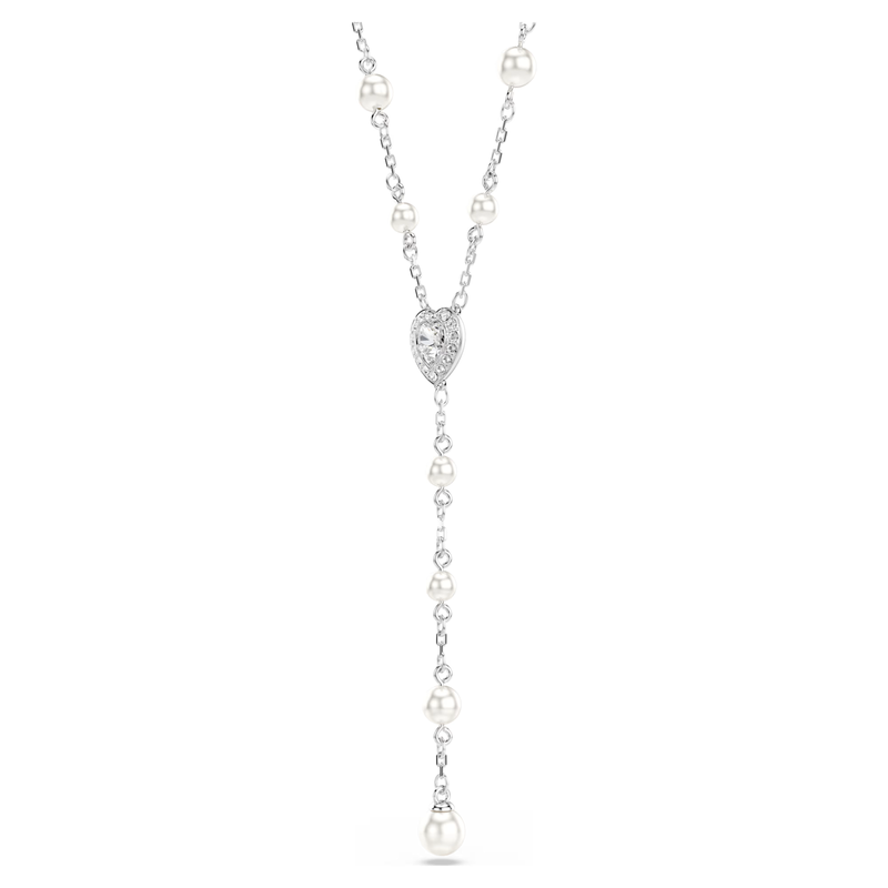 Swarovski Capsule ketting met hanger Y-Ketting Crystal pearls verschillende slijpvormen Zilverkleurig/Wit 5720855