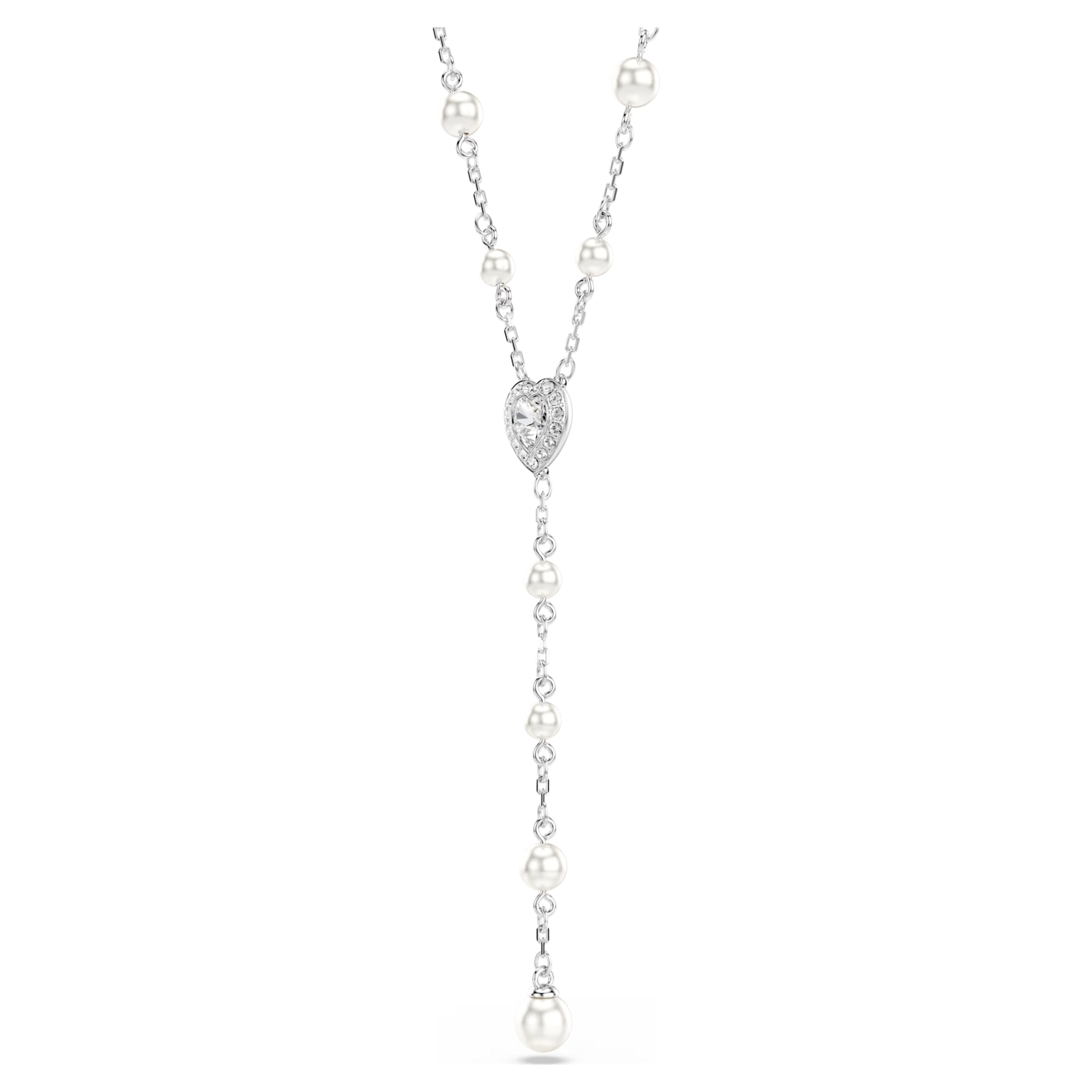 Swarovski Capsule ketting met hanger Y-Ketting Crystal pearls verschillende slijpvormen Zilverkleurig/Wit 5720855