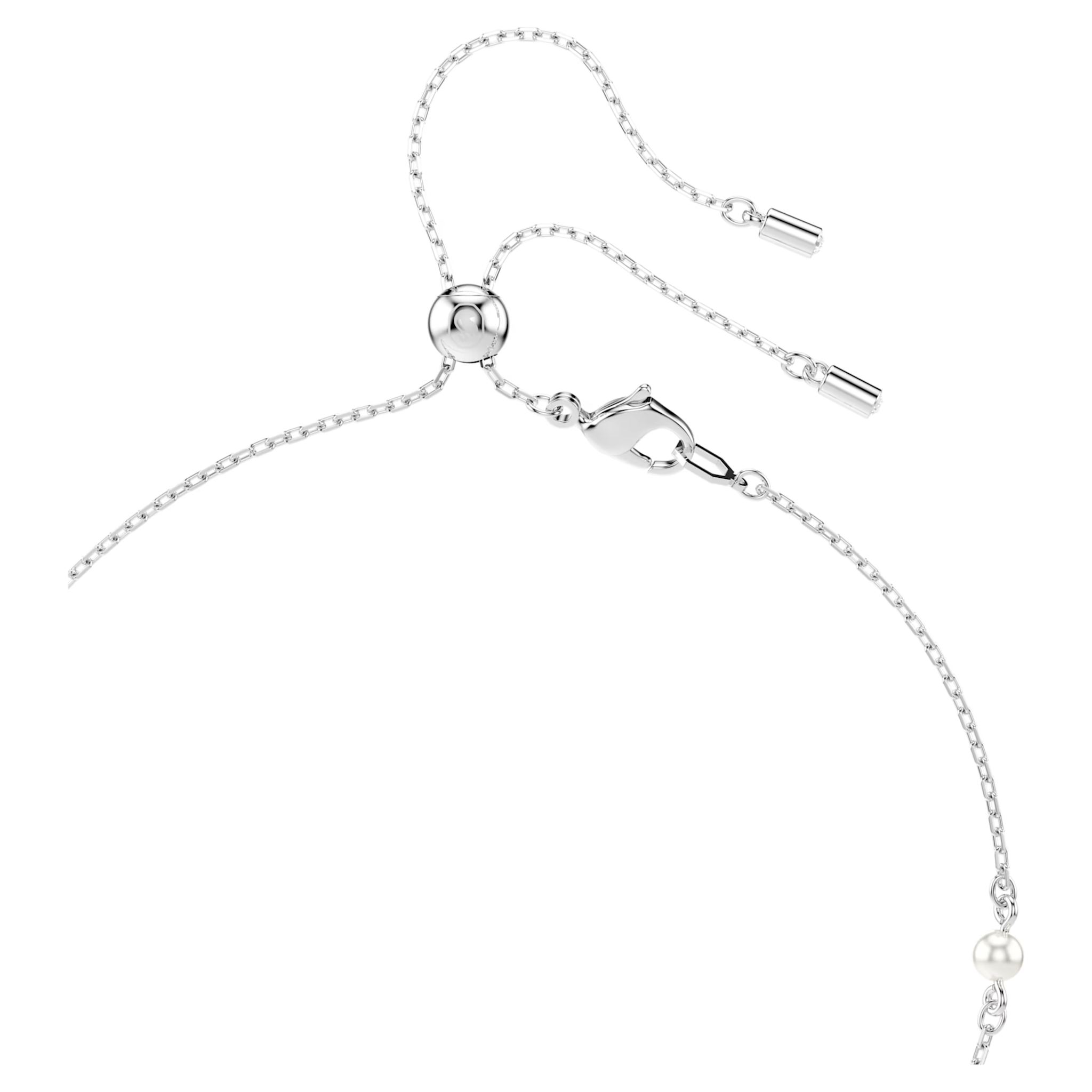 Swarovski Capsule ketting met hanger Y-Ketting Crystal pearls verschillende slijpvormen Zilverkleurig/Wit 5720855