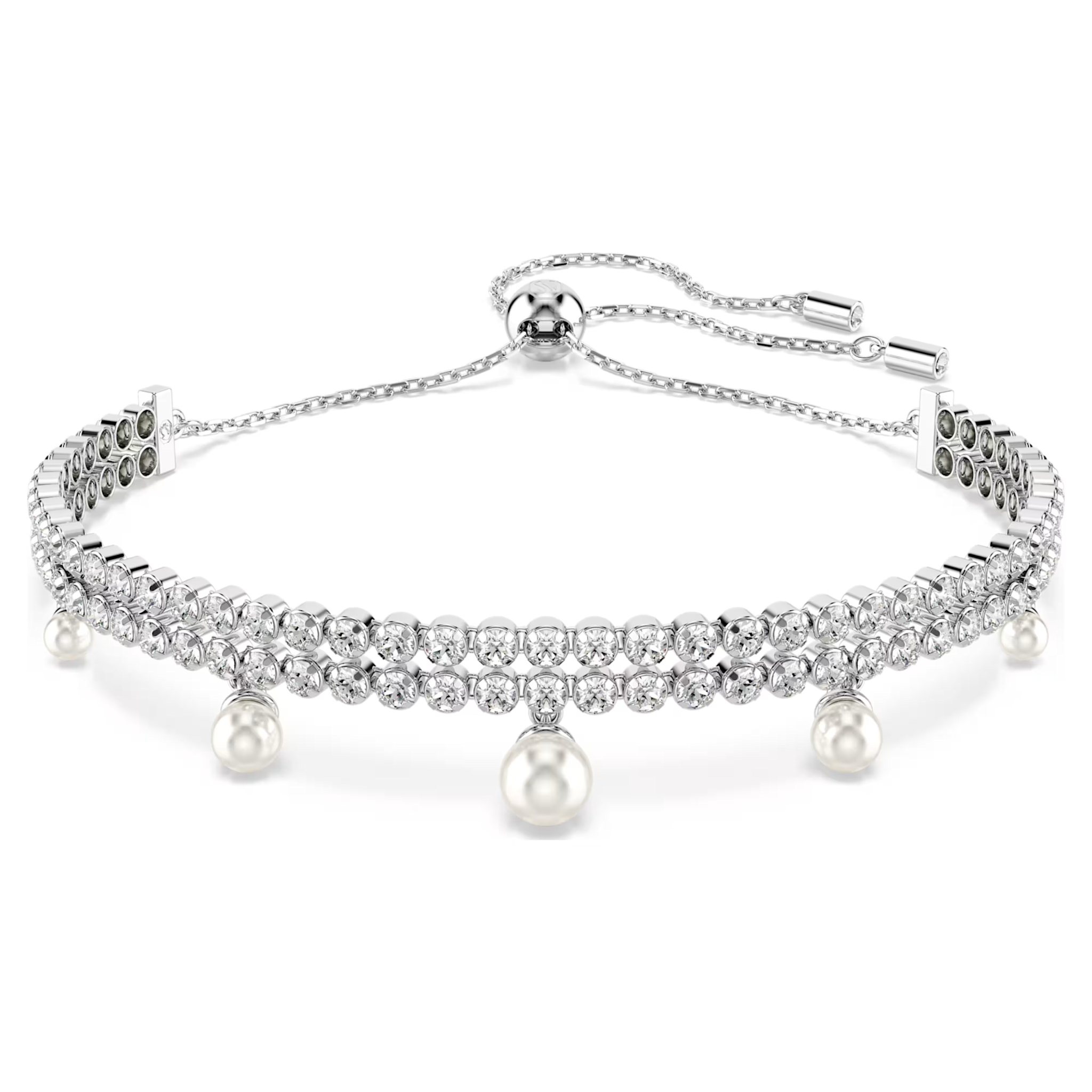Swarovski Capsule armband Ronde slijpvorm Crystal Pearl Zilverkleurig/Wit 5720870