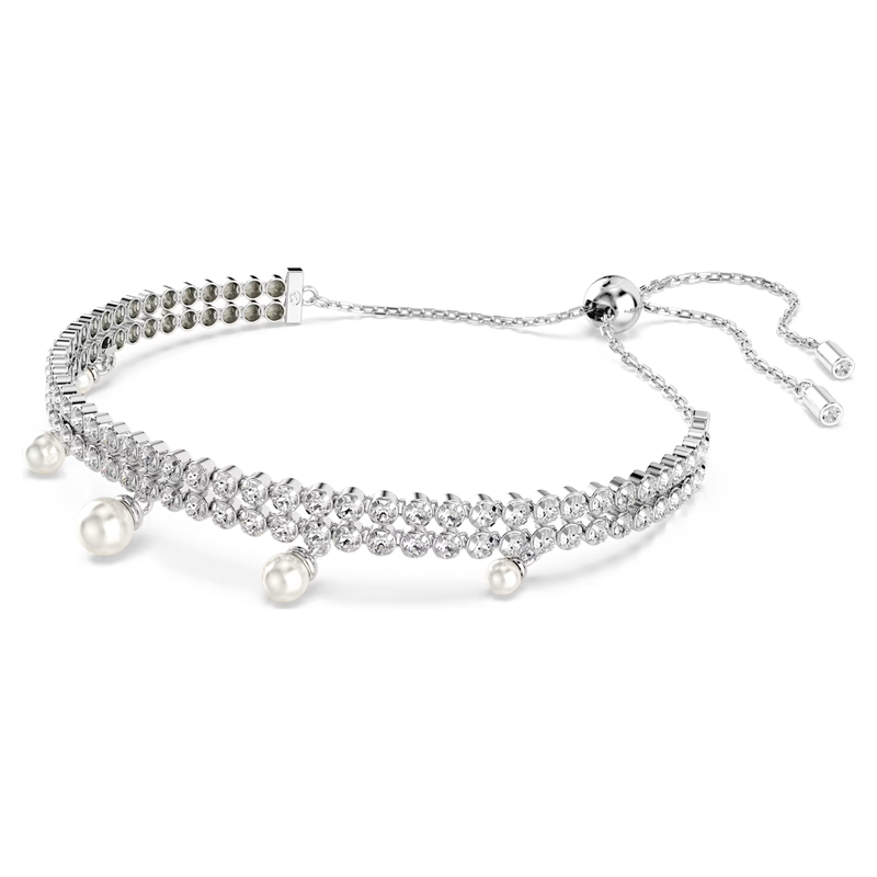 Swarovski Capsule armband Ronde slijpvorm Crystal Pearl Zilverkleurig/Wit 5720870