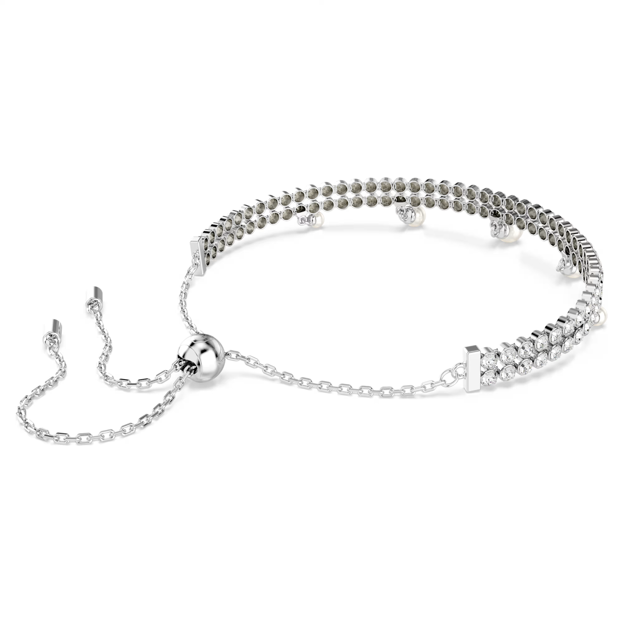 Swarovski Capsule armband Ronde slijpvorm Crystal Pearl Zilverkleurig/Wit 5720870