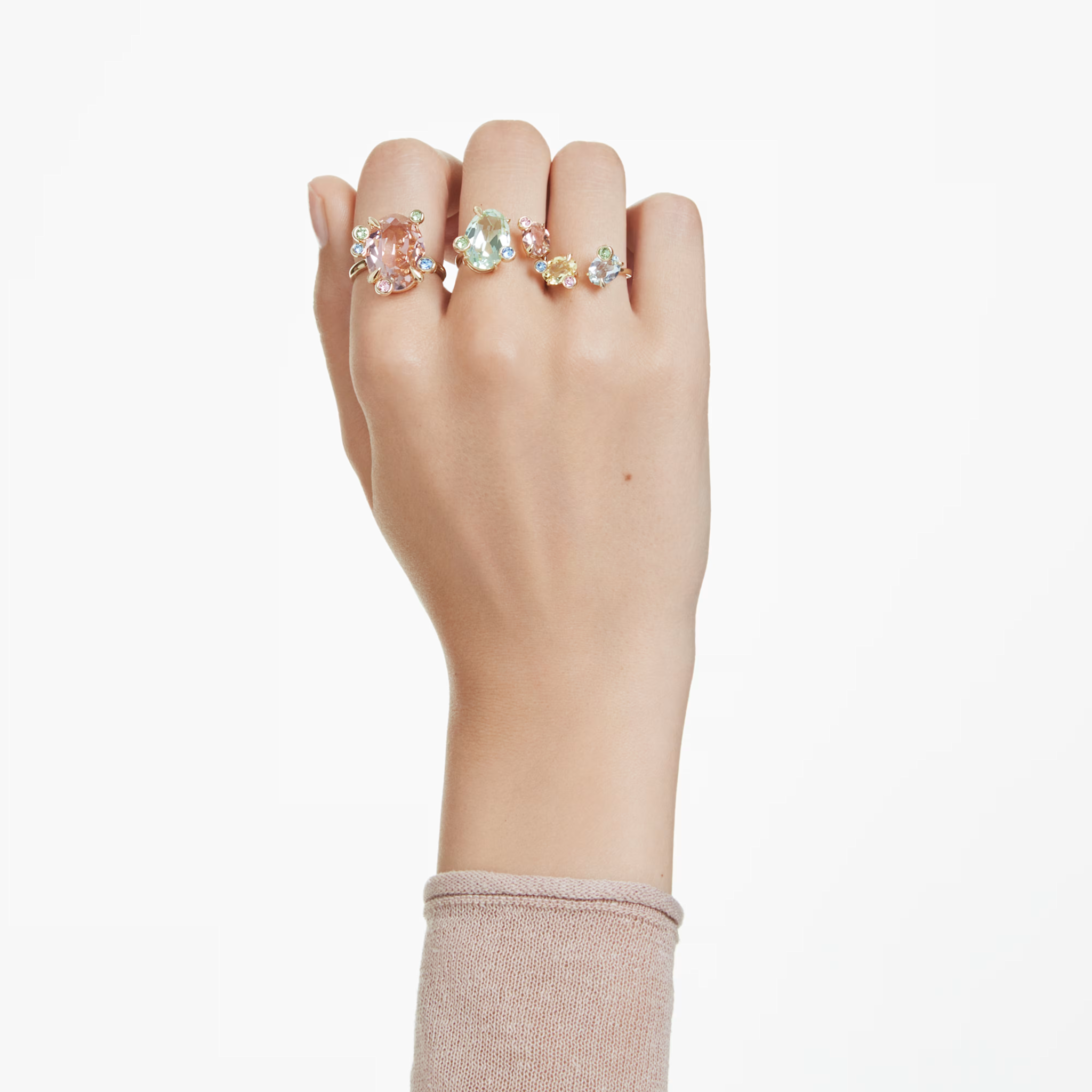 Swarovski Gema ring Set van drie  Goudkleurig/Multi