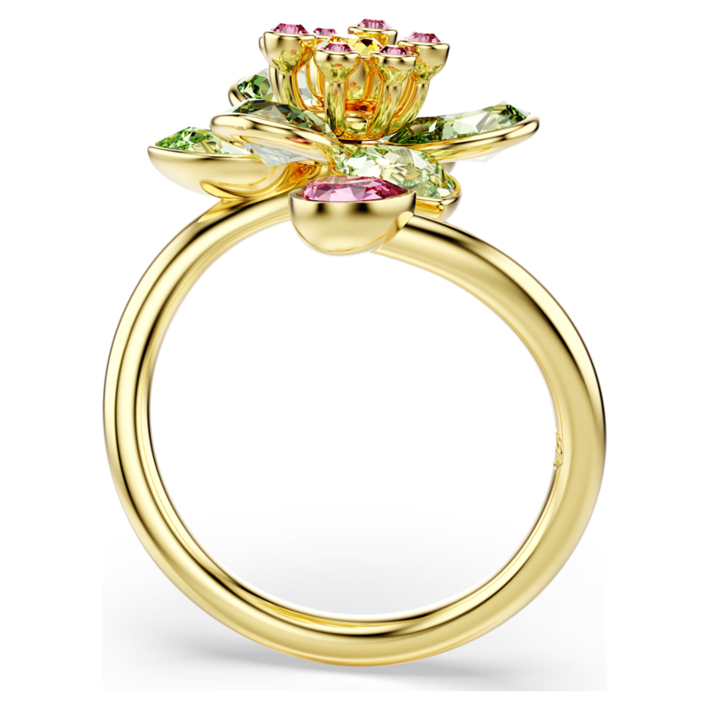 Swarovski Idyllia ring Open bloem Goudkleurig/Groen