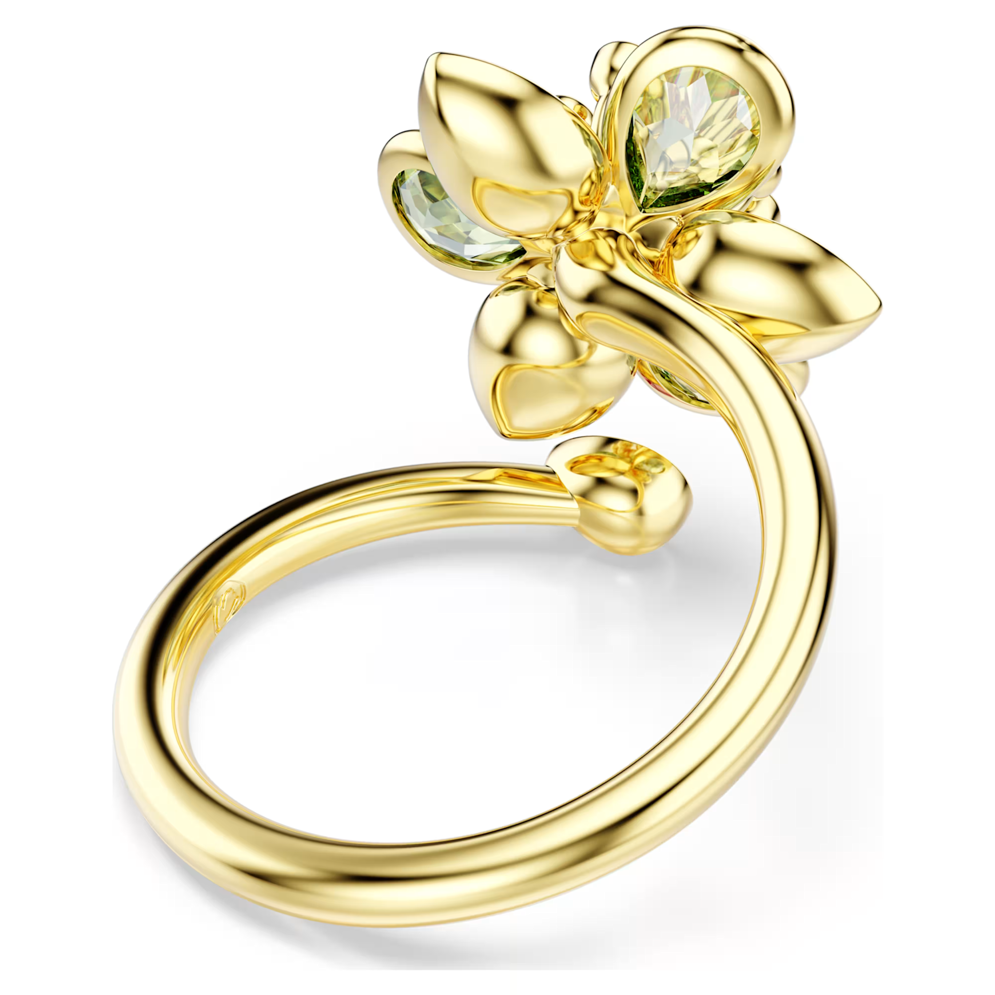 Swarovski Idyllia ring Open bloem Goudkleurig/Groen